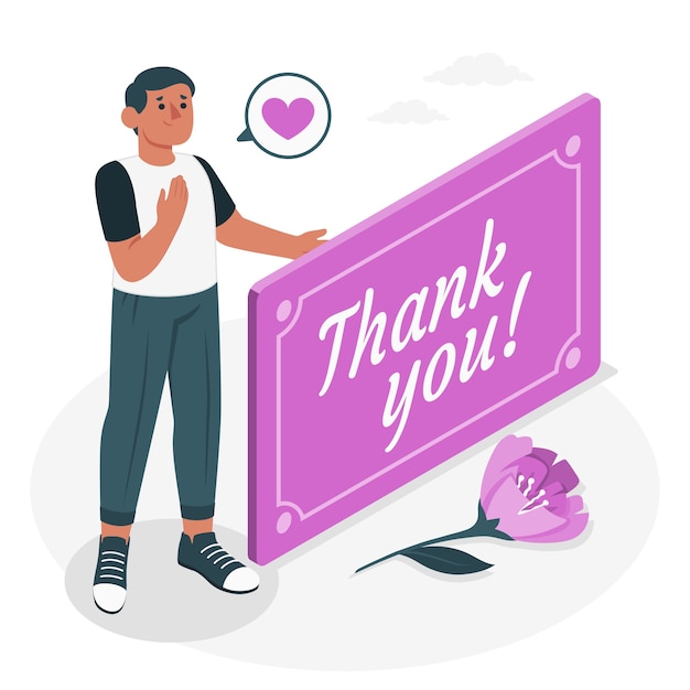 谢谢你标语牌扁平插画