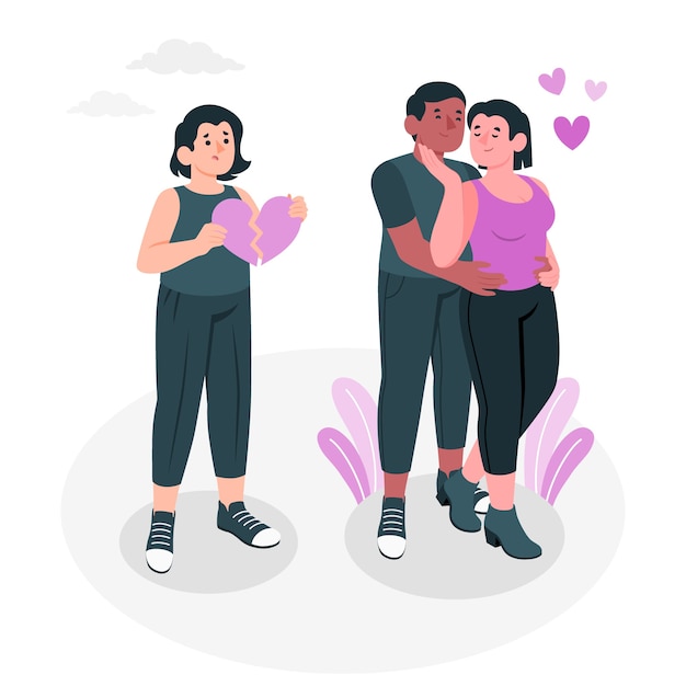 爱情背叛出轨扁平插画