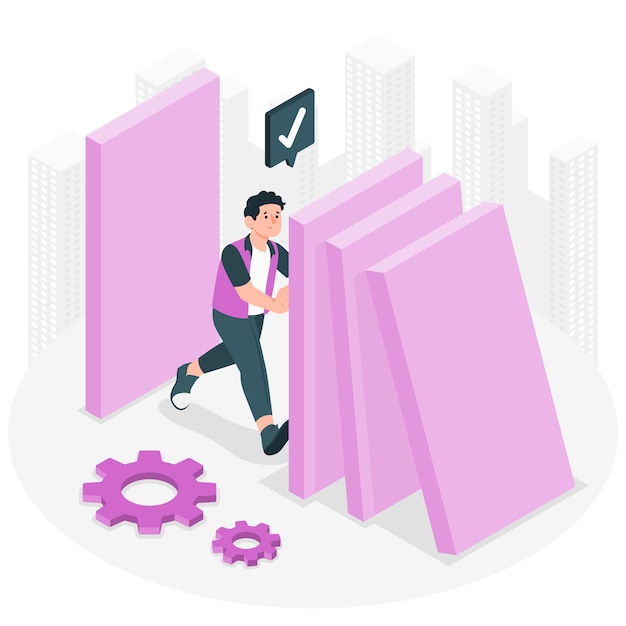 多米罗骨牌扁平插画