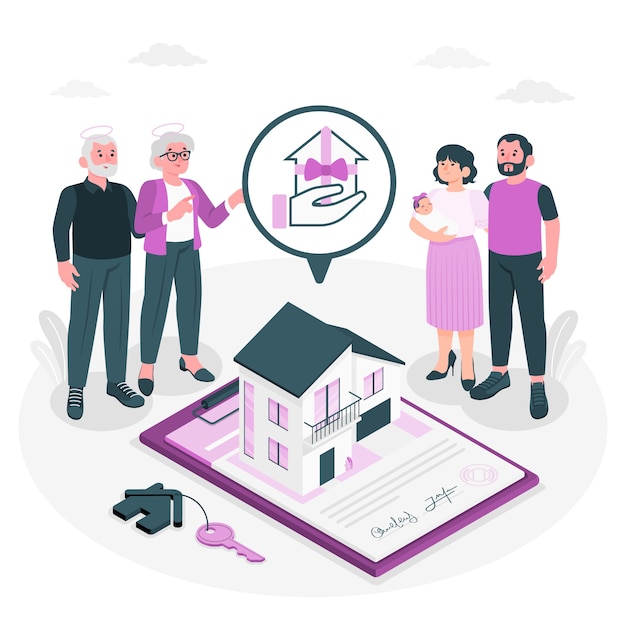 遗产继承扁平插画