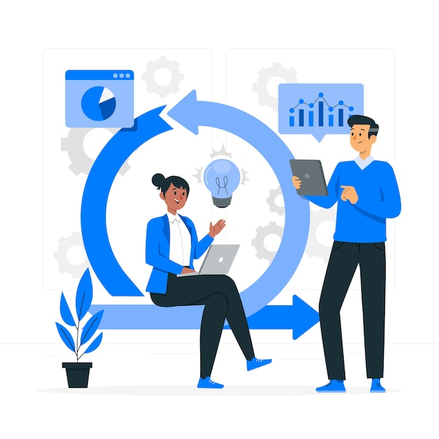 Scrum方法扁平插画