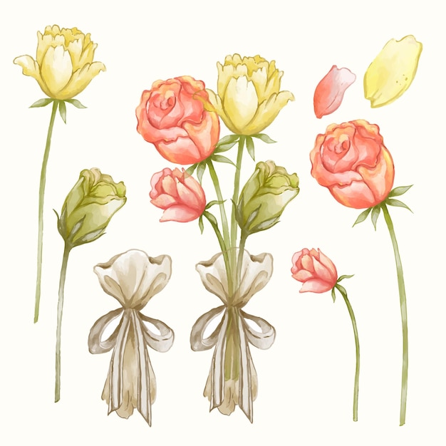 水彩风格花朵花卉元素