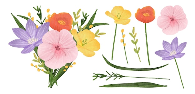 水彩风格花朵花卉元素