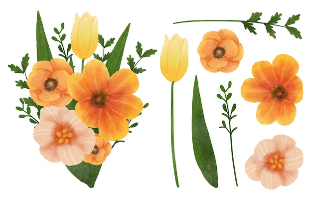 水彩风格花朵花卉元素