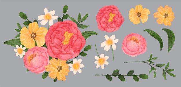 水彩风格花朵花卉元素