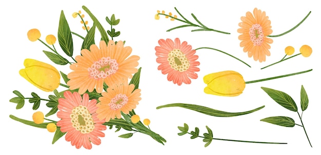 水彩风格花朵花卉元素