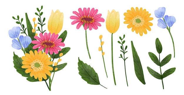 水彩风格花朵花卉元素