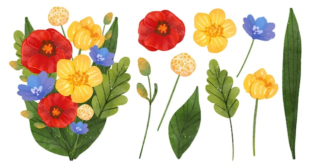 水彩风格花朵花卉元素