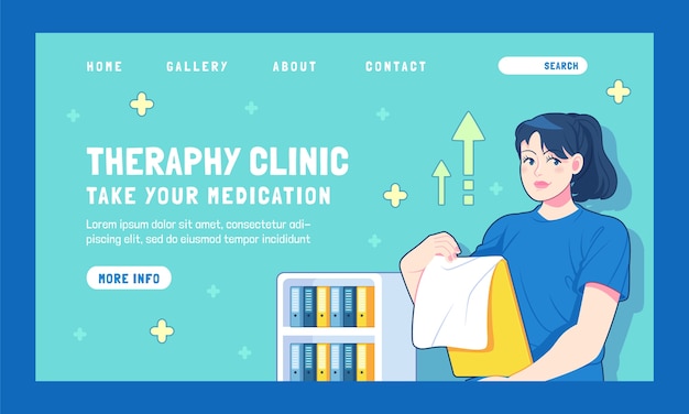 手绘物理治疗师理疗banner横幅模板