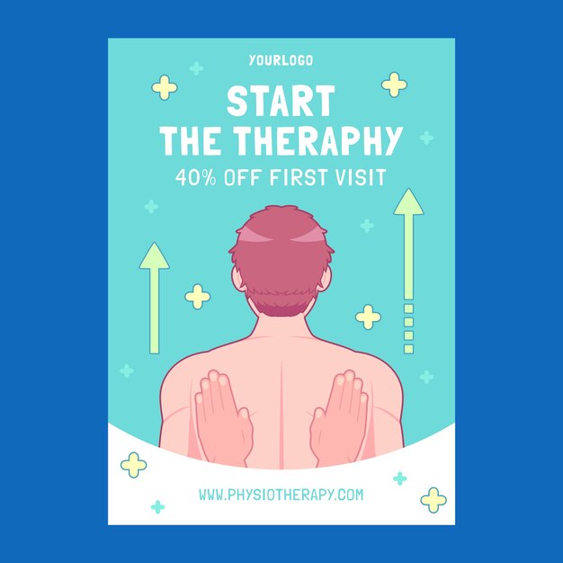 手绘物理治疗师理疗海报模板