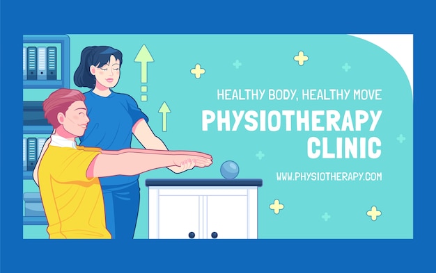 手绘物理治疗师理疗banner横幅模板