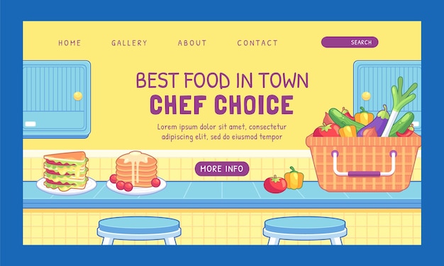 手绘厨师食物餐厅banner横幅模板