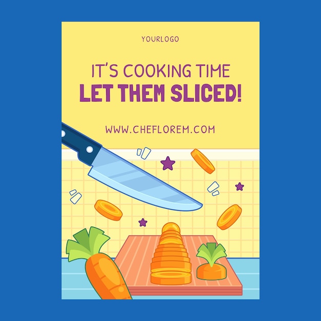 手绘厨师食物餐厅海报模板