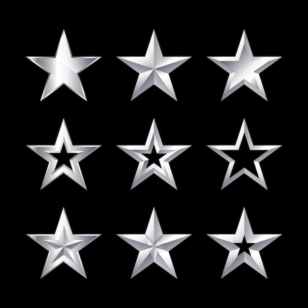 银色星星五角形