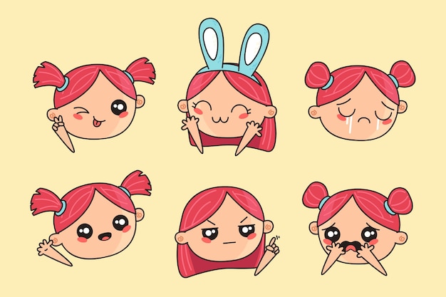 手绘女孩表情包