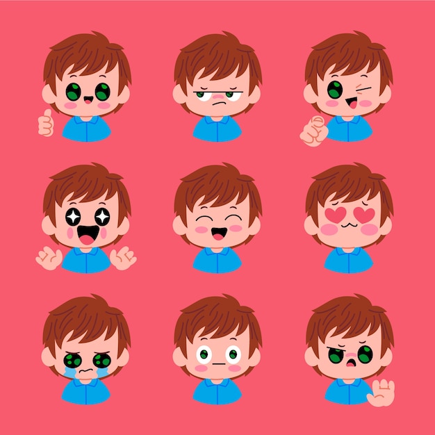 手绘男孩表情包