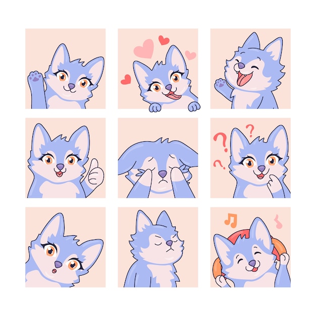 手绘小狗动物表情包