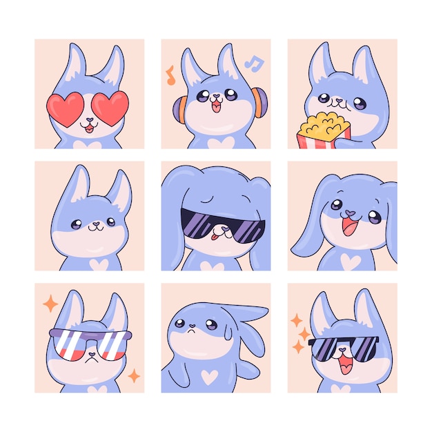 手绘兔子表情包