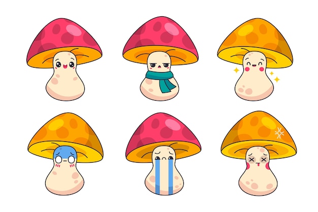 手绘蘑菇表情包