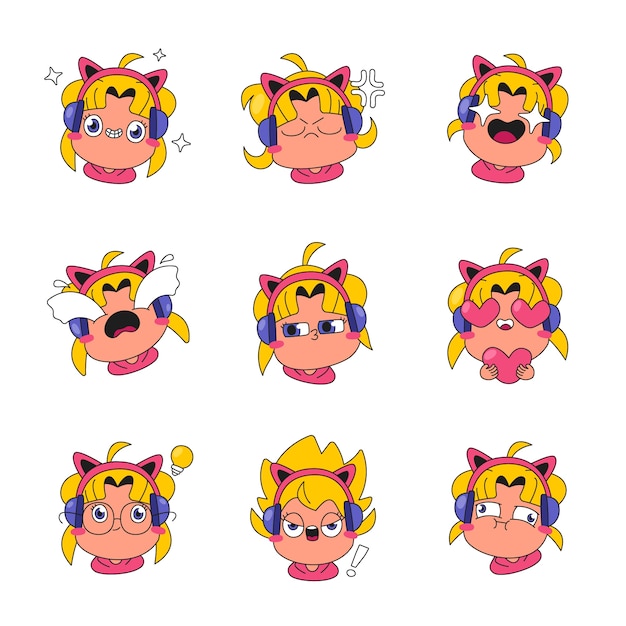 手绘女孩表情包