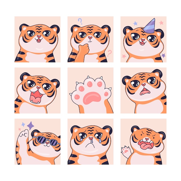 手绘老虎表情包