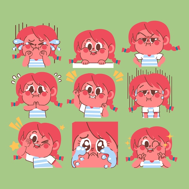 手绘小女孩表情包