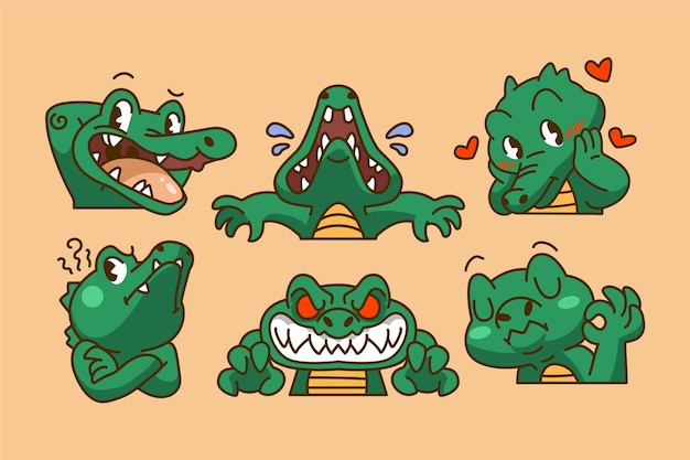 手绘鳄鱼表情包