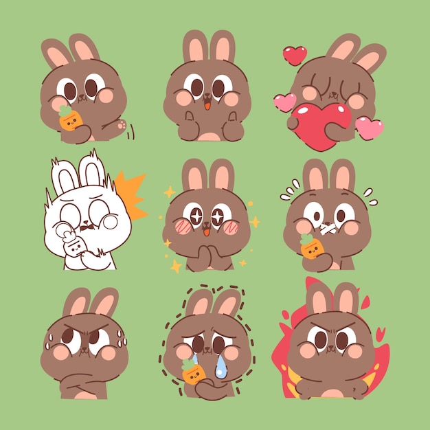 手绘兔子表情包