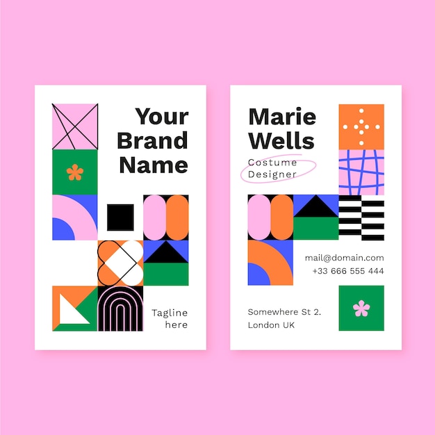抽象平面构成几何图形名片模板
