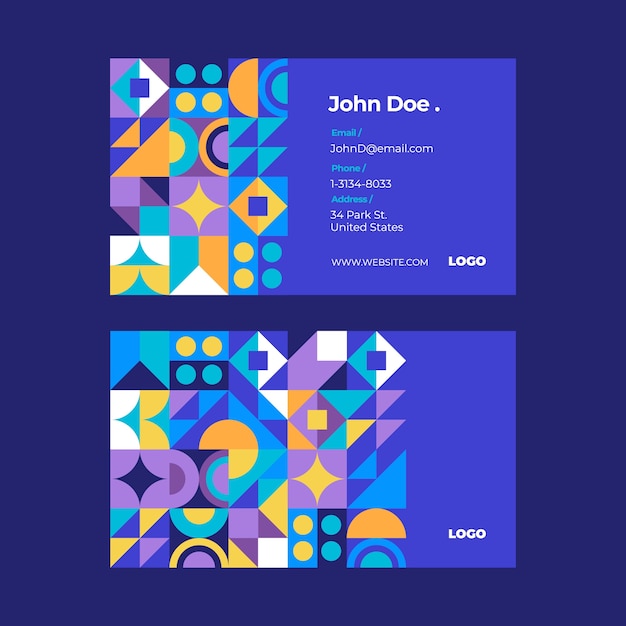 抽象平面构成几何图形名片模板