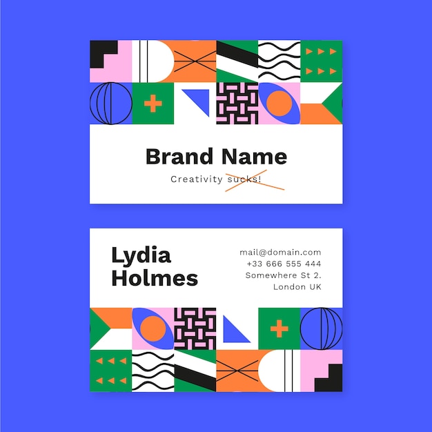 抽象平面构成几何图形名片模板