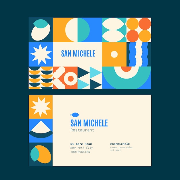 抽象平面构成几何图形名片模板