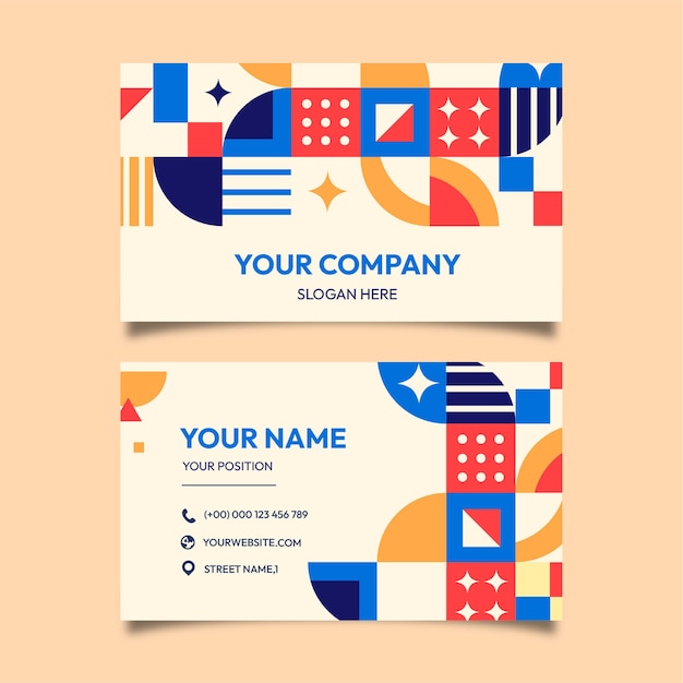 抽象平面构成几何图形名片模板