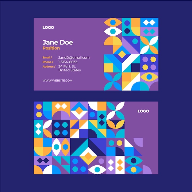 抽象平面构成几何图形名片模板