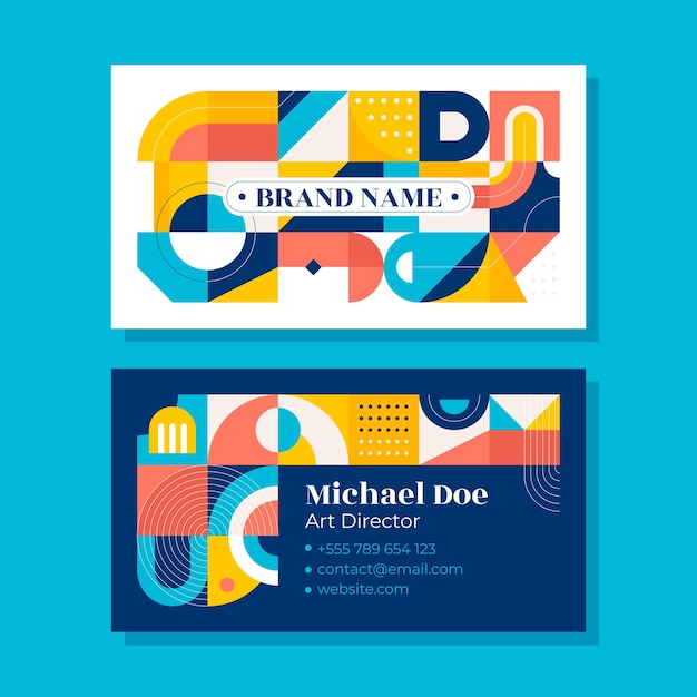 抽象平面构成几何图形名片模板