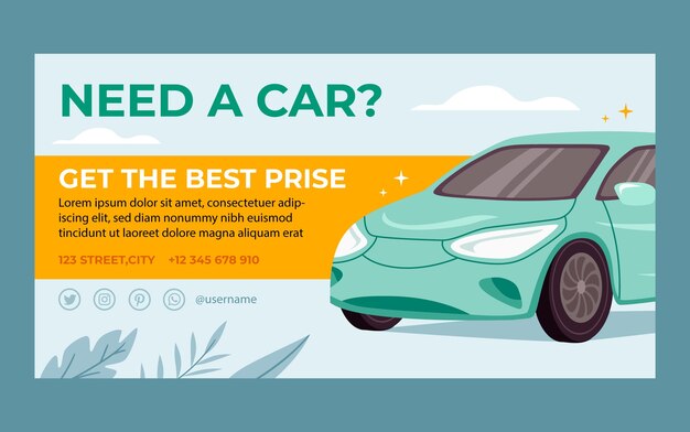 汽车销售插画banner横幅模板