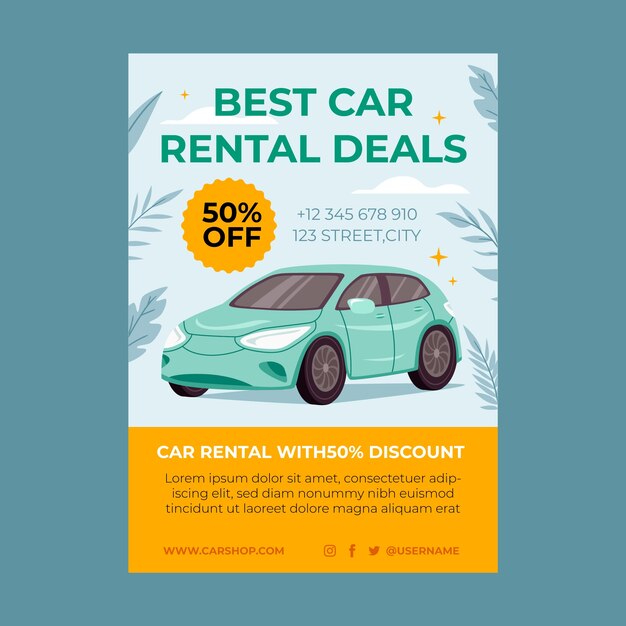 汽车销售插画海报单页模板