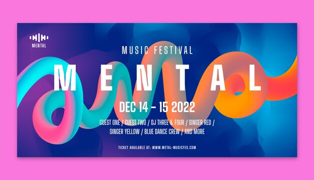 渐变酒吧派对夜店音乐节banner横幅模板