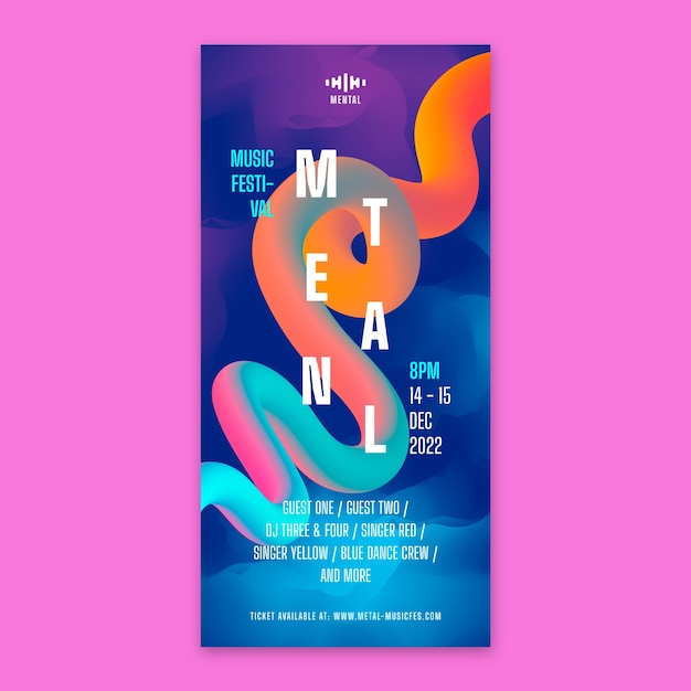 渐变酒吧派对夜店音乐节易拉宝模板