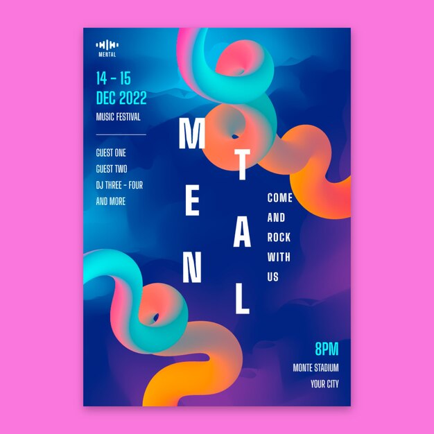 渐变酒吧派对夜店音乐节海报模板