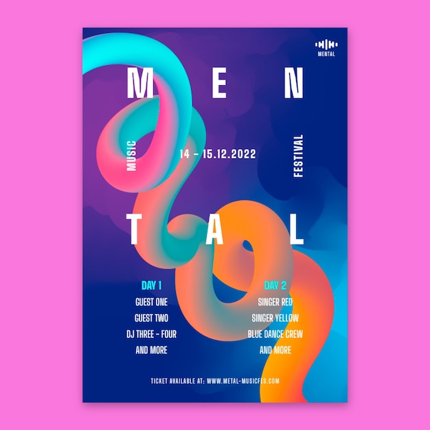 渐变酒吧派对夜店音乐节海报模板