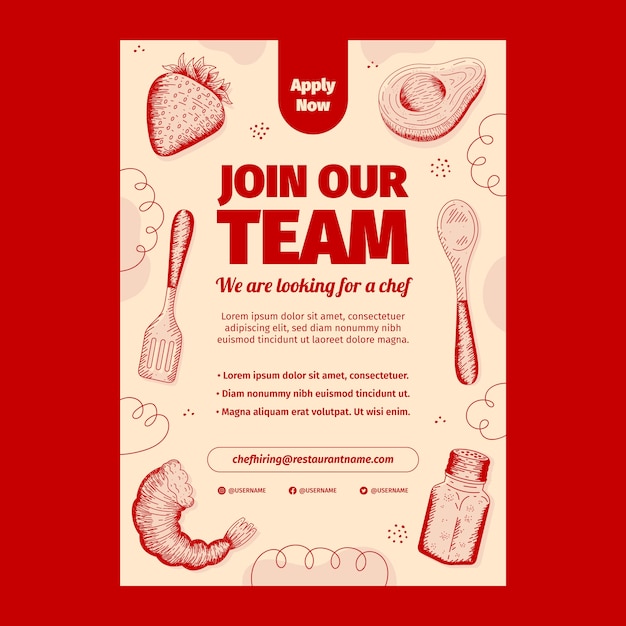 餐厅厨师招聘海报模板