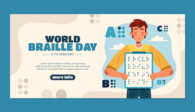世界盲文日插画banner横幅模板
