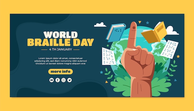 世界盲文日插画banner横幅模板