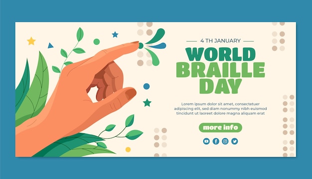 世界盲文日插画banner横幅模板