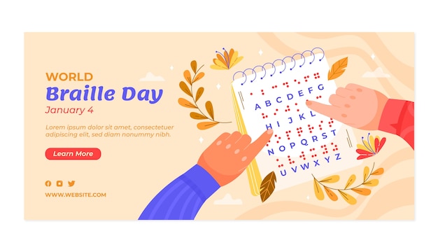 世界盲文日插画banner横幅模板