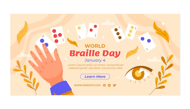 世界盲文日插画banner横幅模板