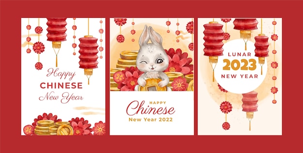 中国风2023年兔年新年海报模板