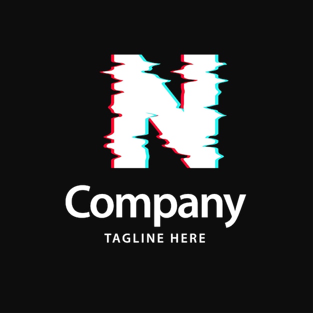 故障艺术风格字母N标志logo