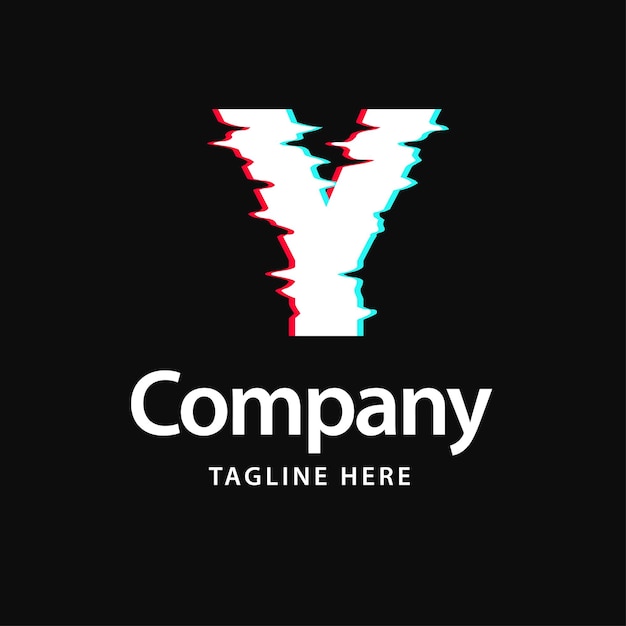 故障艺术风格字母Y标志logo